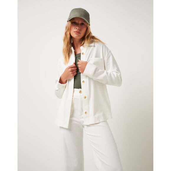 Travis Mathew Everyday Button Down Shacket in White - Picture 2 of 4